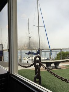 Morrow Bay, California from inside the JuJu's Restaurant
